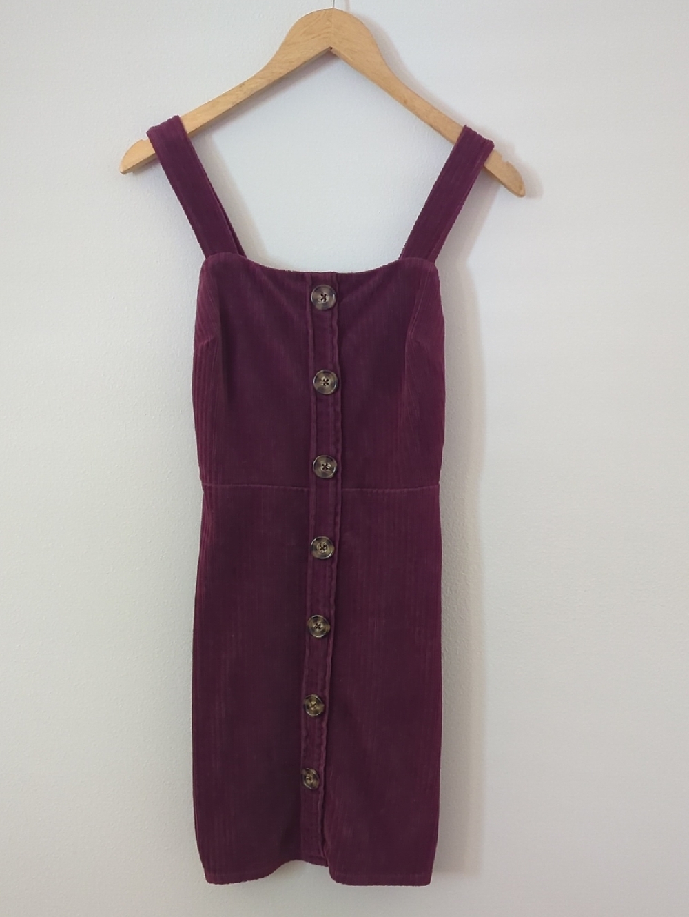 No Boundaries Plum Corduroy Button-Front Mini Dress